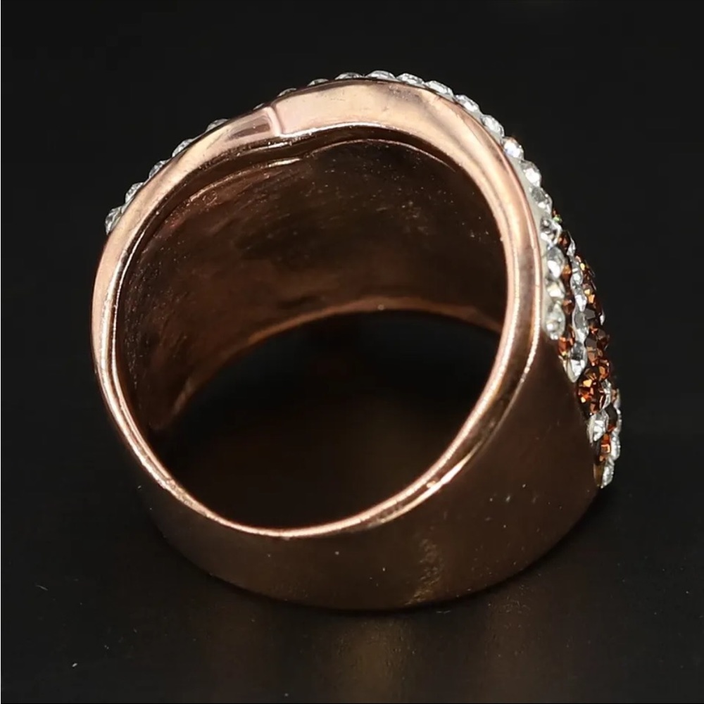 NEW Sterling Silver - Brown & White Crystal Highway Ring Size 7 - 12g - Picture 6 of 6